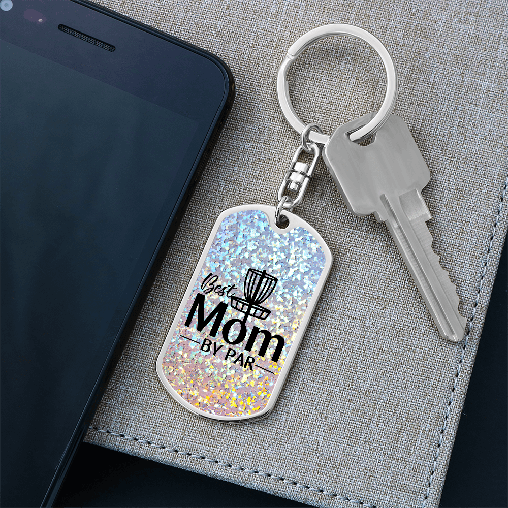 Personalized Disc Golf Mom Keychain - Custom Engraved Gift for Disc Golf Lovers & Players
