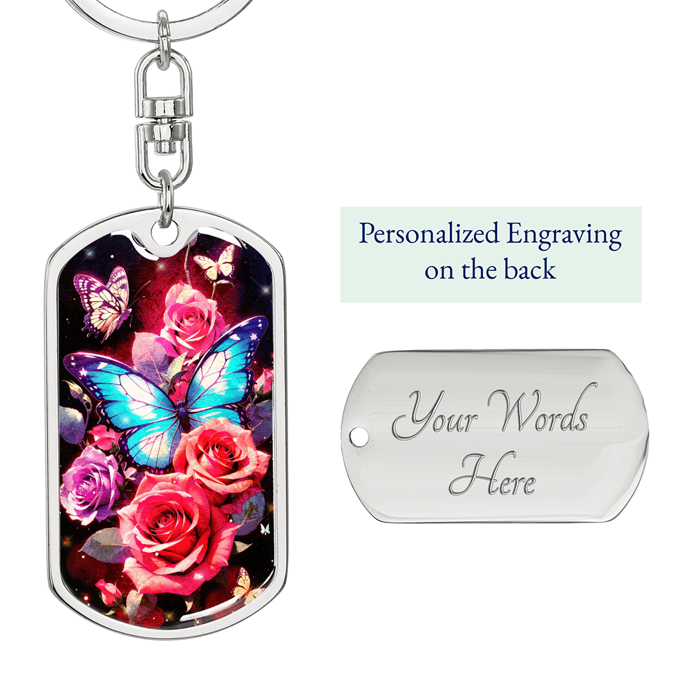 Butterfly Rose Keychain