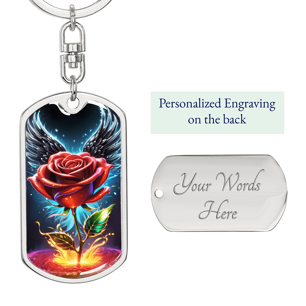 Rose With Wings Keychain