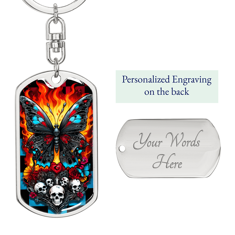 Butterfly Skulls Keychain