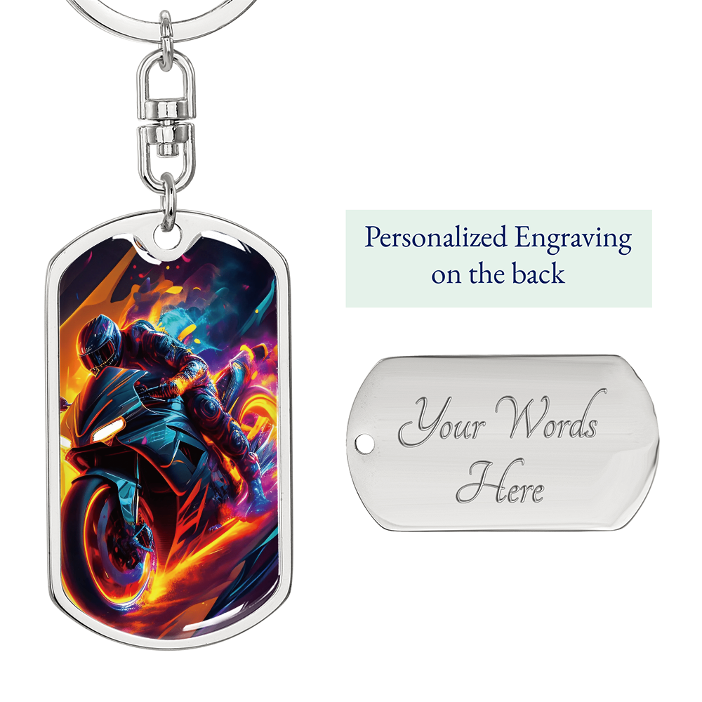 Motorcycle Flames Keychain
