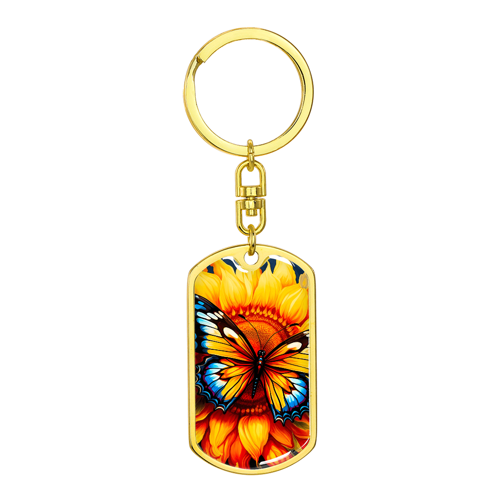 Butterfly Flower Keychain