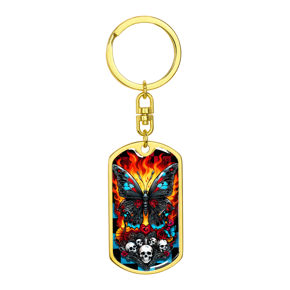 Butterfly Skulls Keychain