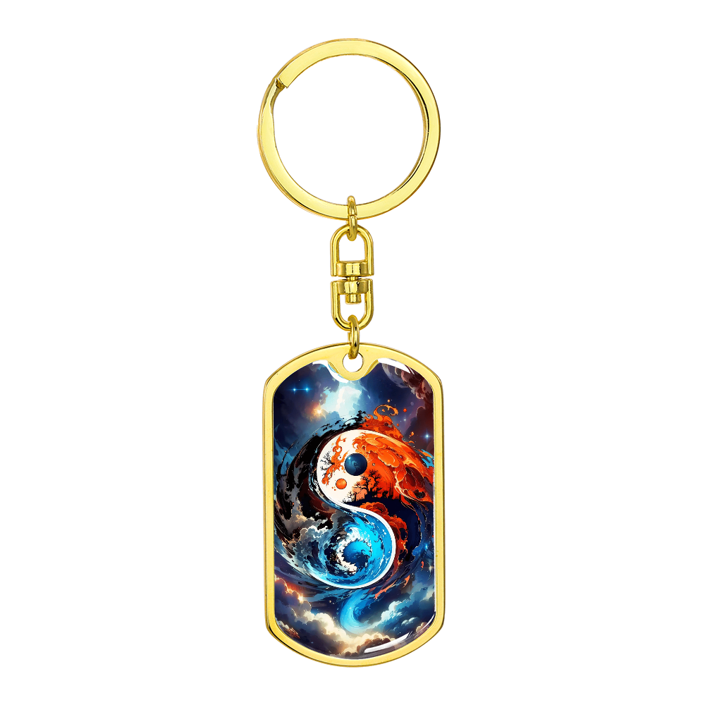Personalized Yin Yang Dog Tag – Zen Spiritual Keychain for Men & Women