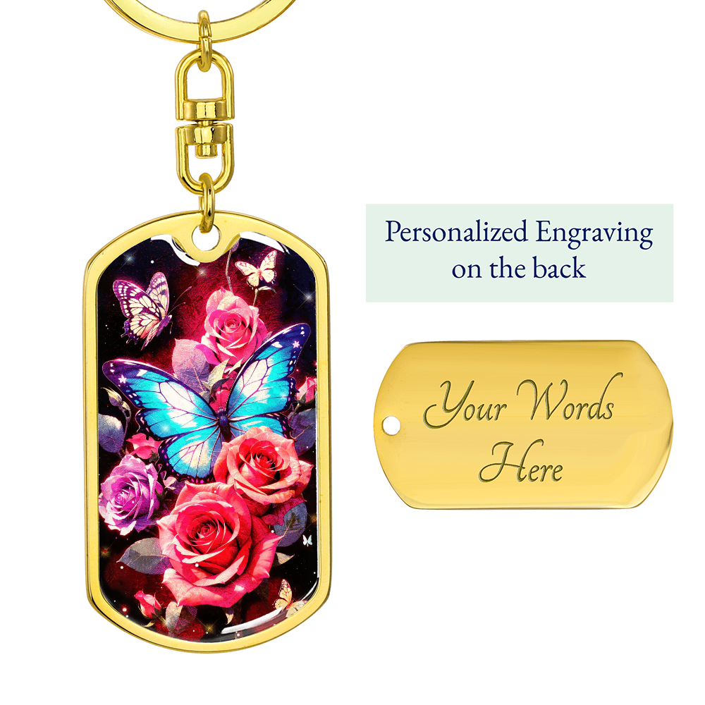 Butterfly Rose Keychain