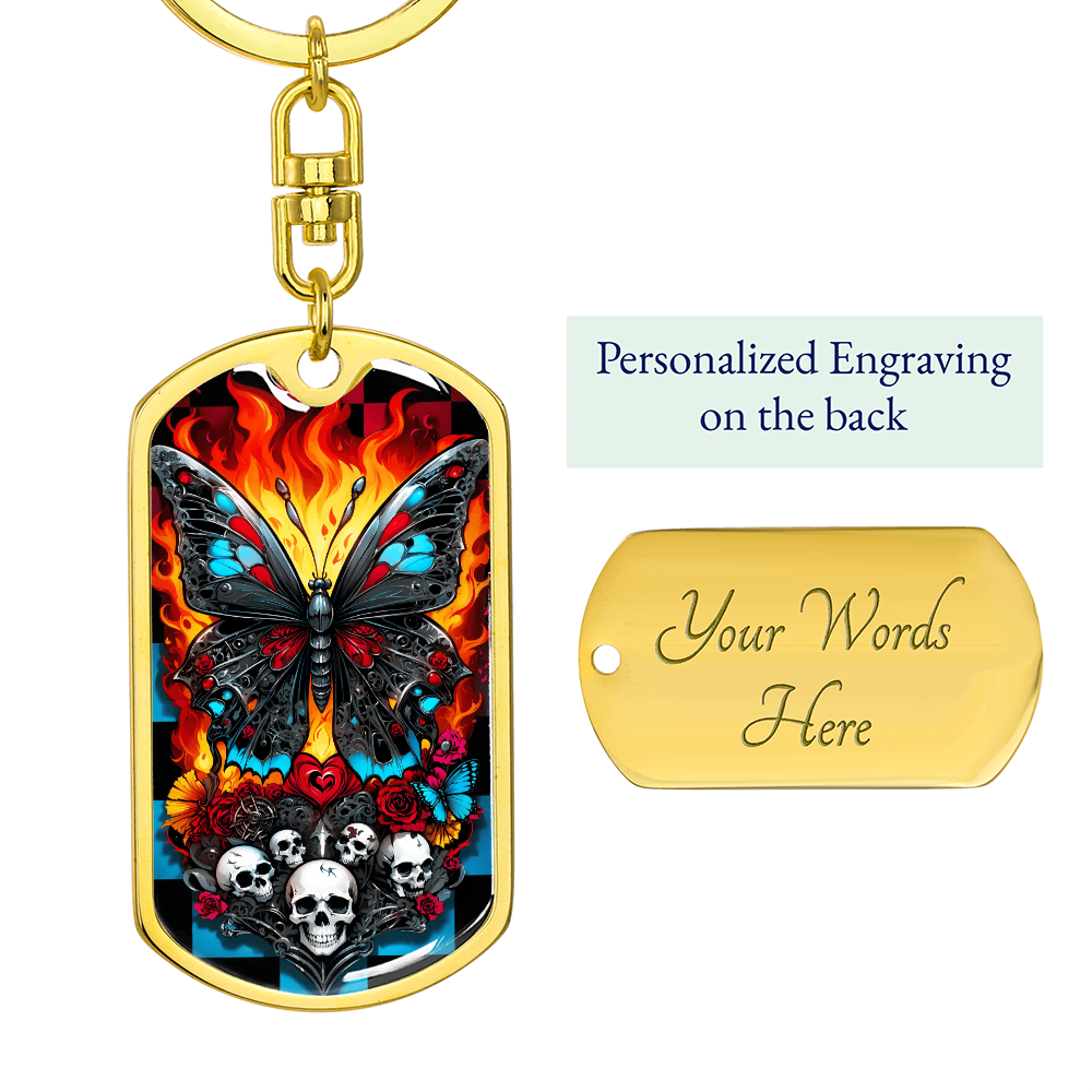 Butterfly Skulls Keychain