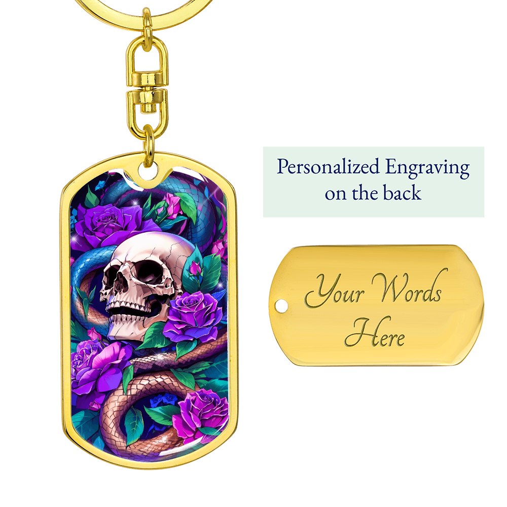 Skull Snake Roses Keychain