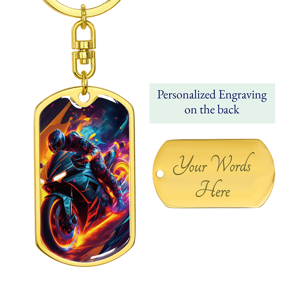 Motorcycle Flames Keychain
