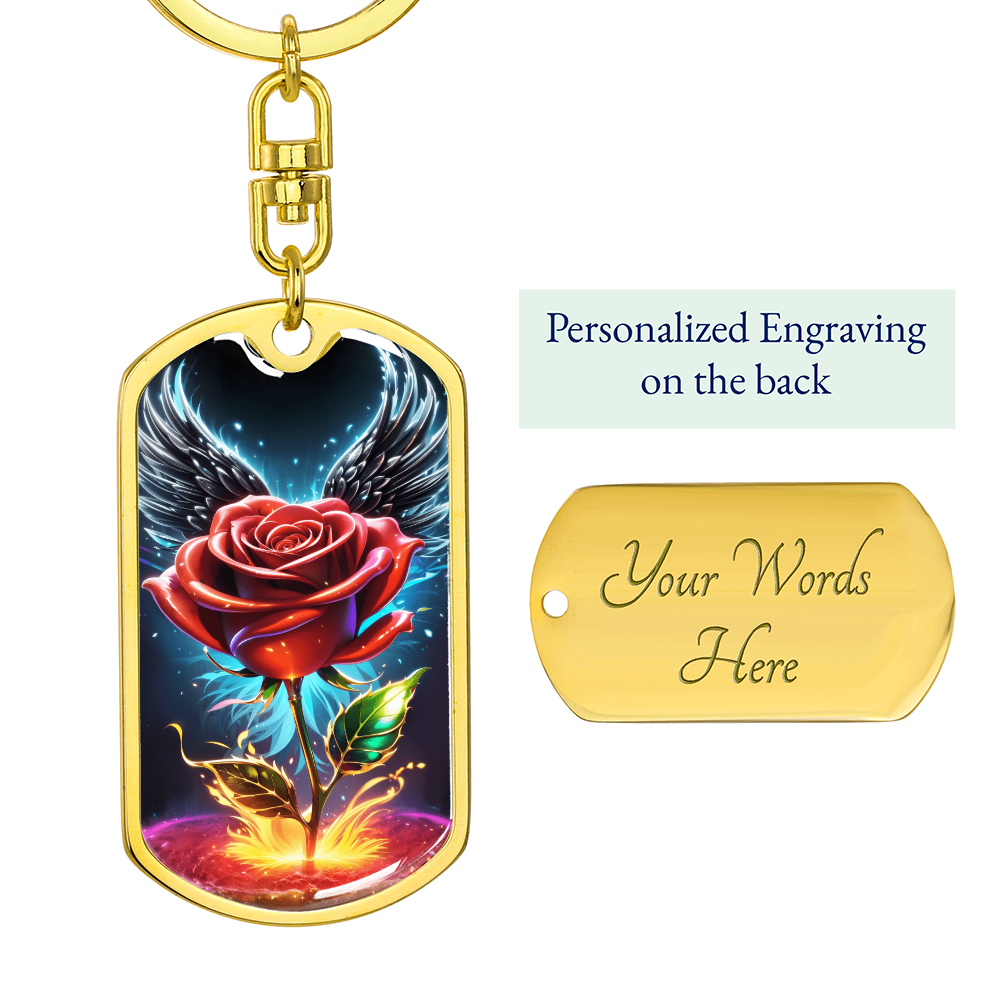 Rose With Wings Keychain