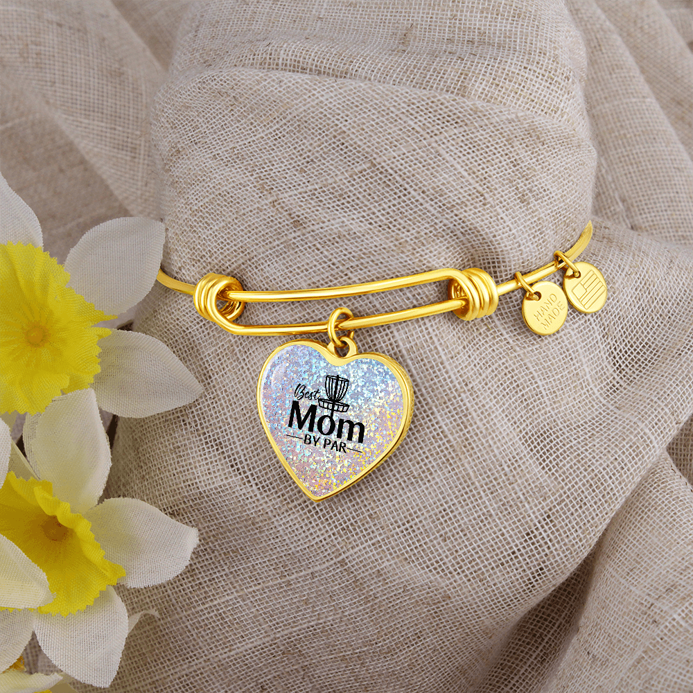 Personalized Disc Golf Mom Bangle Bracelet - Custom Engraved Jewelry Gift for Disc Golf Lovers