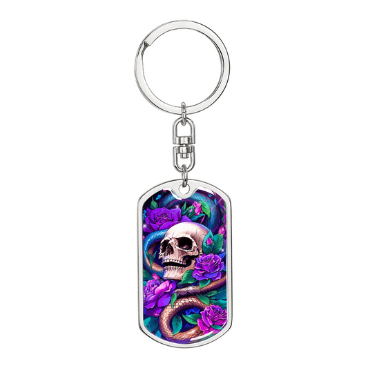 Skull Snake Roses Keychain