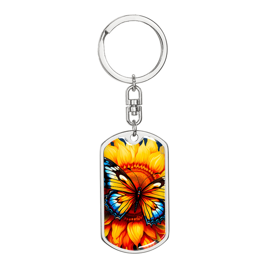 Butterfly Flower Keychain