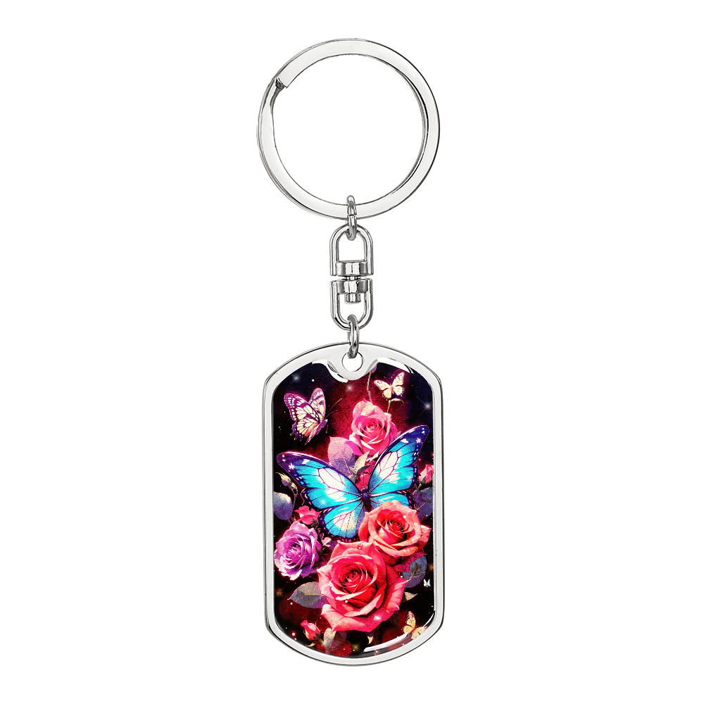 Butterfly Rose Keychain