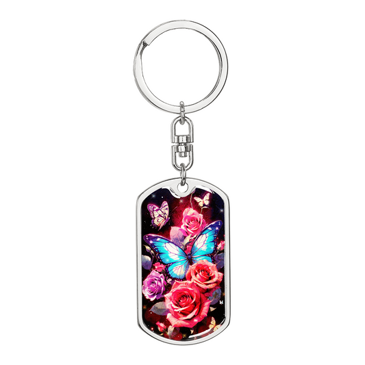 Butterfly Rose Keychain