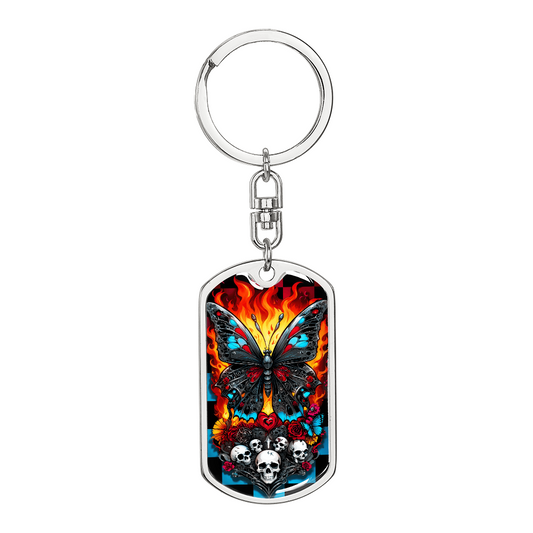 Butterfly Skulls Keychain
