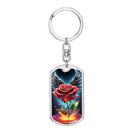 Rose With Wings Keychain