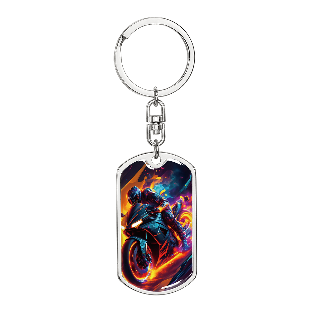 Motorcycle Flames Keychain