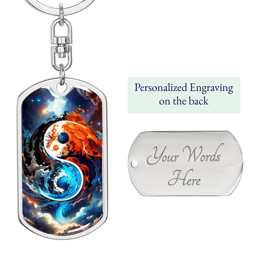 Personalized Yin Yang Dog Tag – Zen Spiritual Keychain for Men &amp; Women