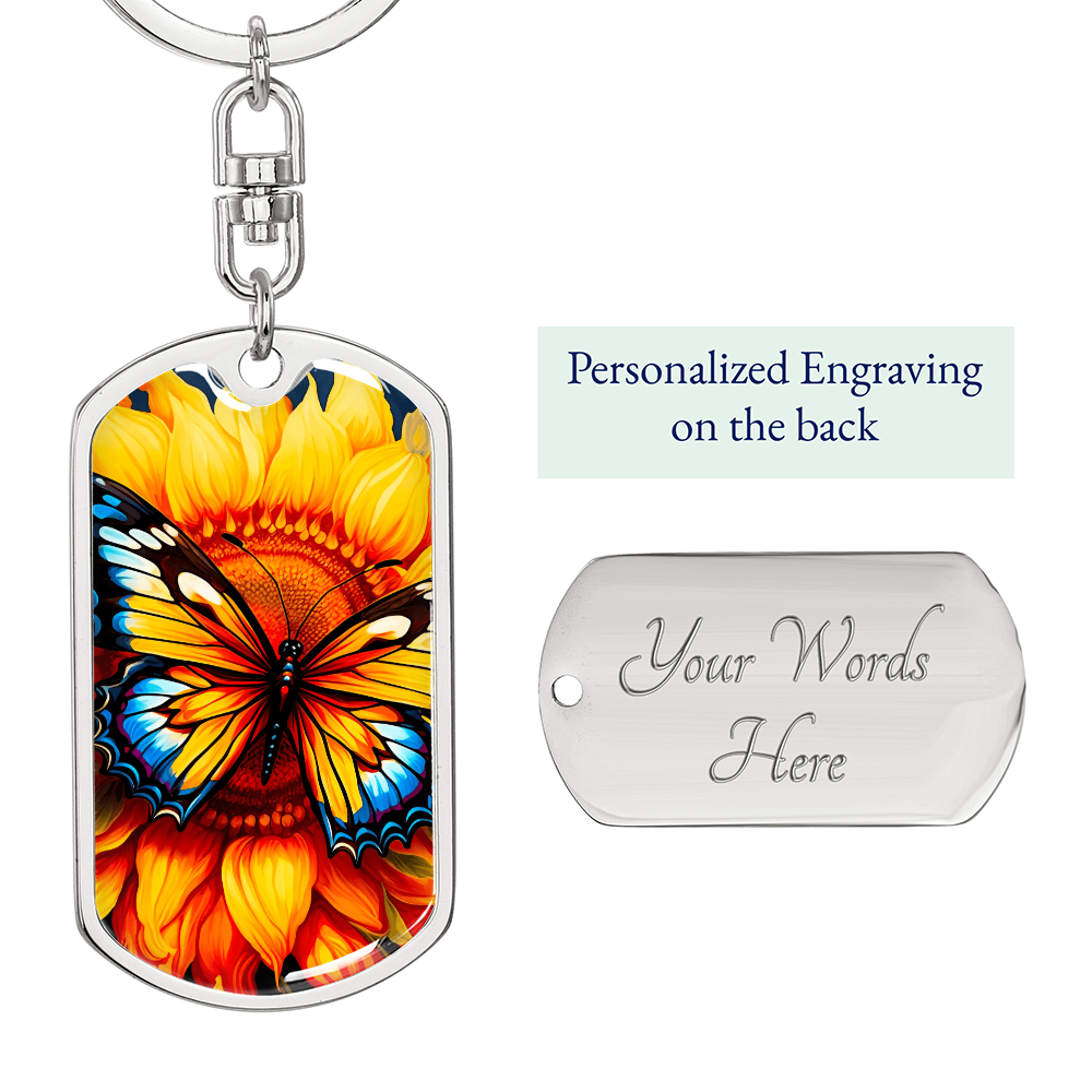 Butterfly Flower Keychain