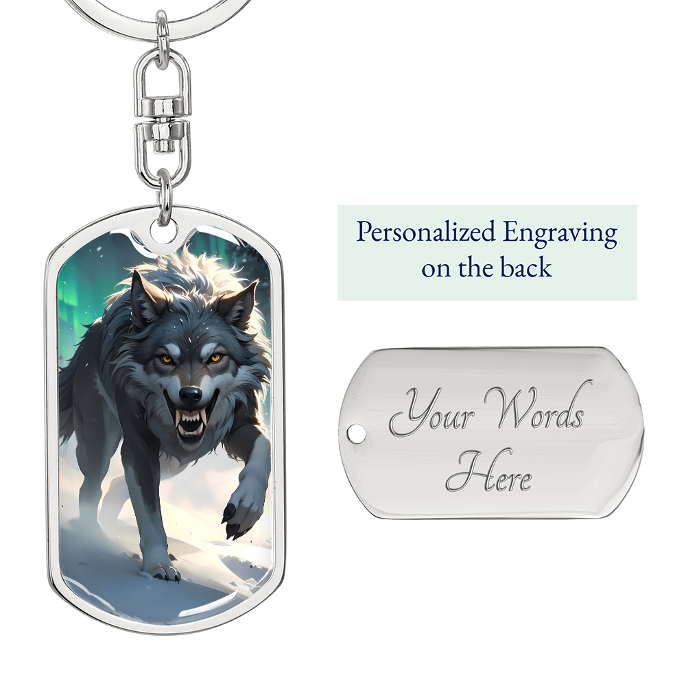 Fierce Wolf Aurora Keychain – Northern Lights Spirit Animal Gift