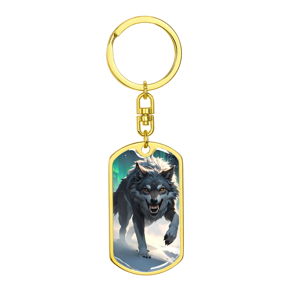Fierce Wolf Aurora Keychain – Northern Lights Spirit Animal Gift