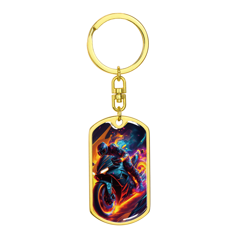 Motorcycle Flames Keychain