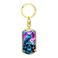 Mystical Blue Owl & Skull Keychain | Gothic Wisdom Key Fob | Unique Moonlit Floral Dog Tag | Dark Academia Gift