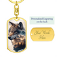 Golden Wolf Keychain – Mountain Scene Wildlife Gift for Nature Lovers
