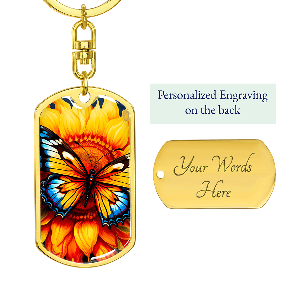 Butterfly Flower Keychain