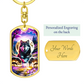 Mystical Wolf Family Keychain – Full Moon Purple Forest Art Gift