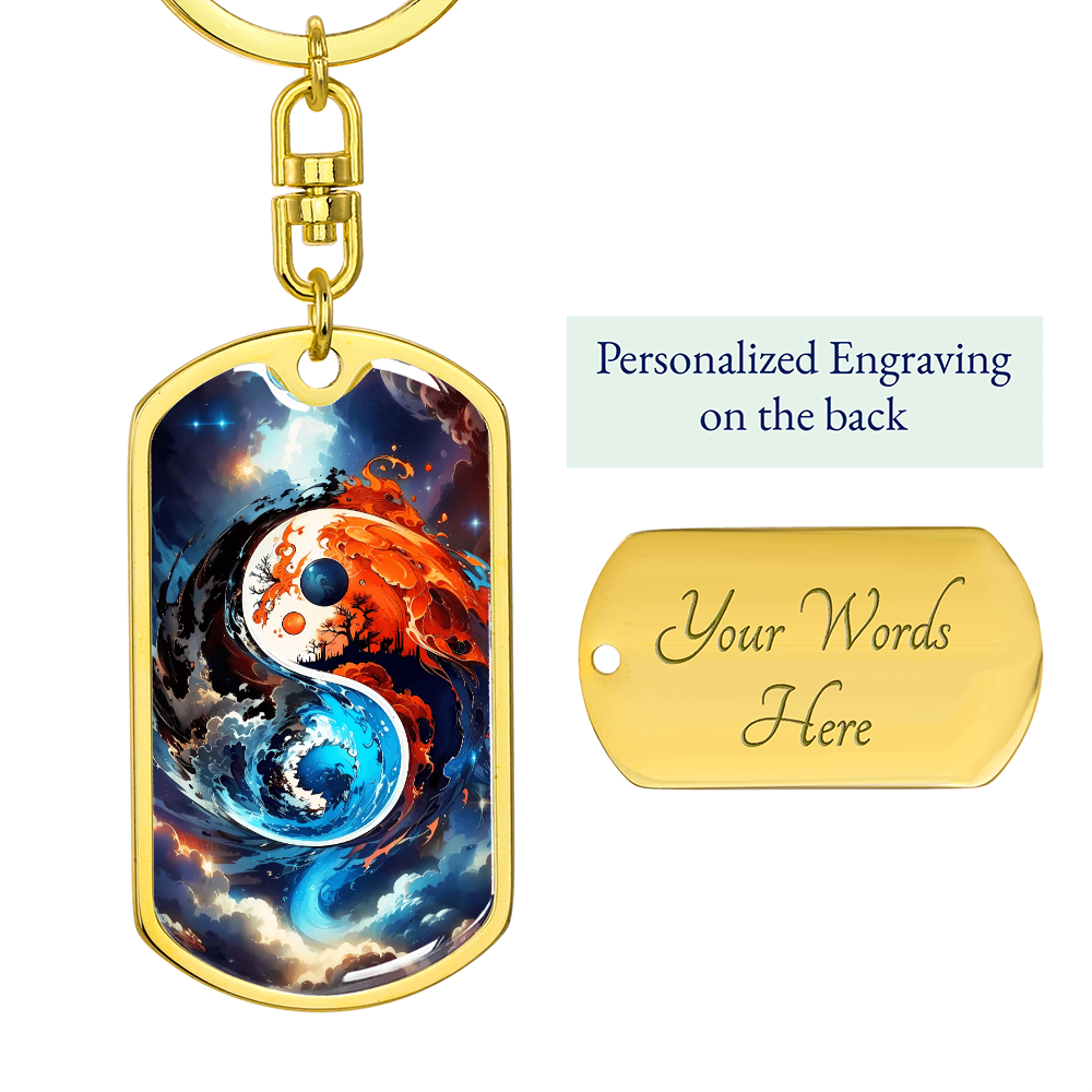 Personalized Yin Yang Dog Tag – Zen Spiritual Keychain for Men &amp; Women