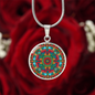 Aztec Mandala Pendant Necklace – Vibrant Tribal Sun Calendar Jewelry for Boho Style