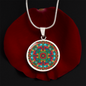 Aztec Mandala Pendant Necklace – Vibrant Tribal Sun Calendar Jewelry for Boho Style