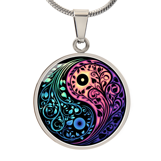 Floral Yin Yang Necklace | Boho Balance Pendant | Spiritual Energy Jewelry Gift
