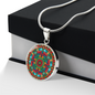 Aztec Mandala Pendant Necklace – Vibrant Tribal Sun Calendar Jewelry for Boho Style