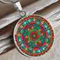 Aztec Mandala Pendant Necklace – Vibrant Tribal Sun Calendar Jewelry for Boho Style