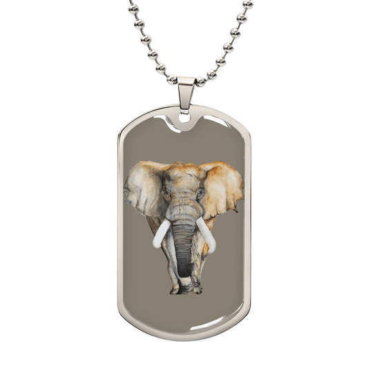 Watercolor Elephant Dog Tag