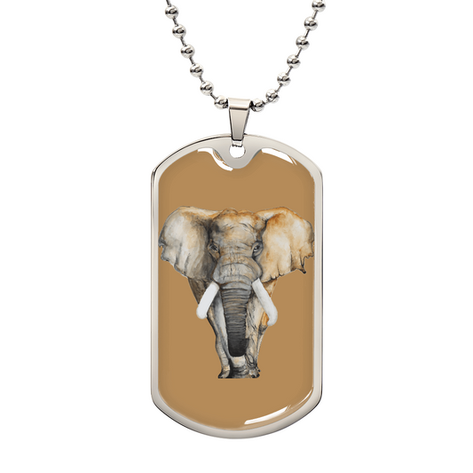Watercolor Elephant Dog Tag Necklace