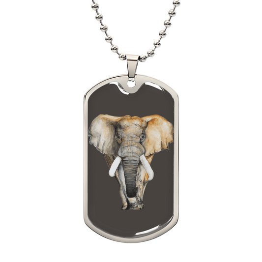 Watercolor Elephant Dog Tag Necklace