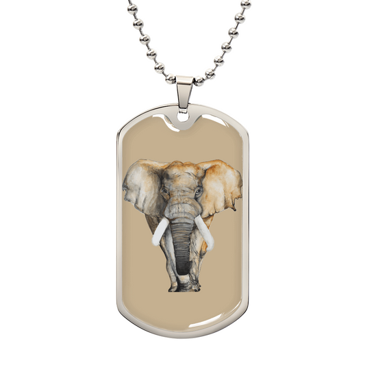 Watercolor Elephant Dog Tag