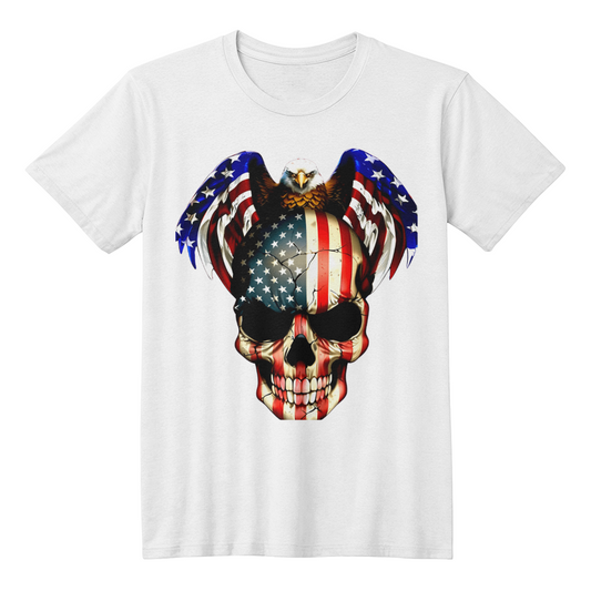 Patriotic Skull Eagle T-Shirt | American Flag Graphic Tee | USA Bold Freedom Shirt | 4th of July Biker Tee | Bald Eagle Pride Shirt